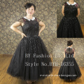 2017 New designs cap sleeve beading evening dress black tulle floor-length wedding dress